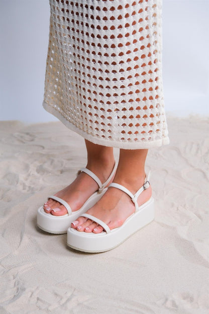 Lina - Ecru Beige Platform Sandal (Women)