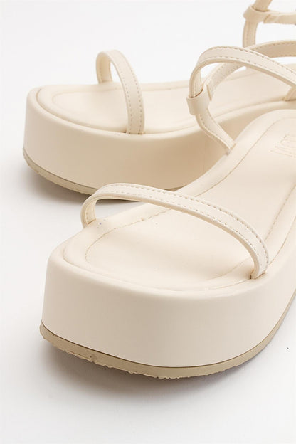 Lina - Ecru Beige Platform Sandal (Women)