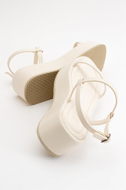 Lina - Ecru Beige Platform Sandal (Women)