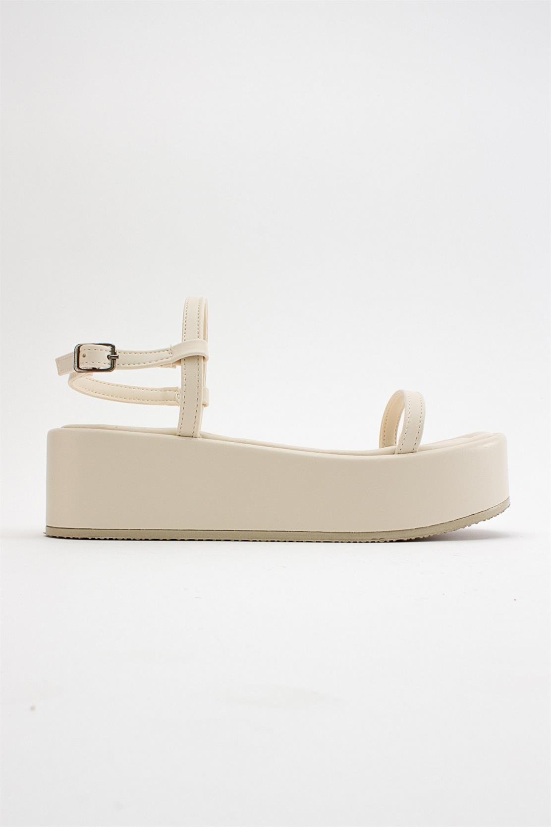 Lina - Ecru Beige Platform Sandal (Women)