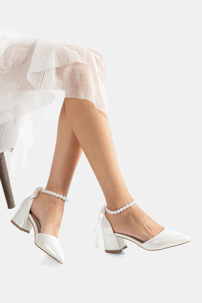 Evania Bridal  Pointed-toe Block Heel Wedding Pump