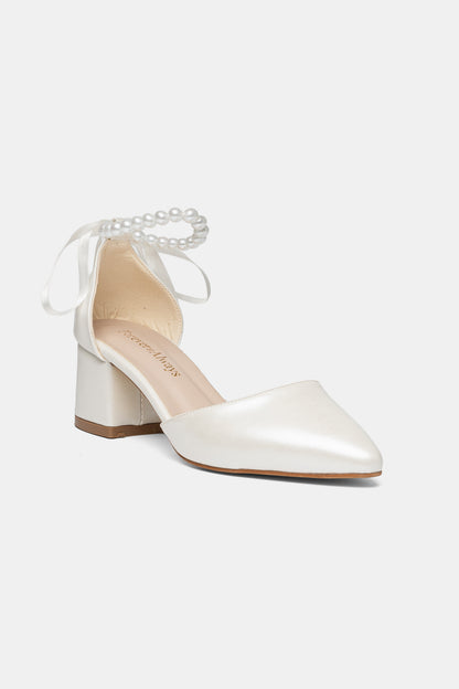 Evania Bridal  Pointed-toe Block Heel Wedding Pump