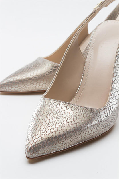 Orfo - Zapatilla de tacón alto con estampado dorado (Mujer)
