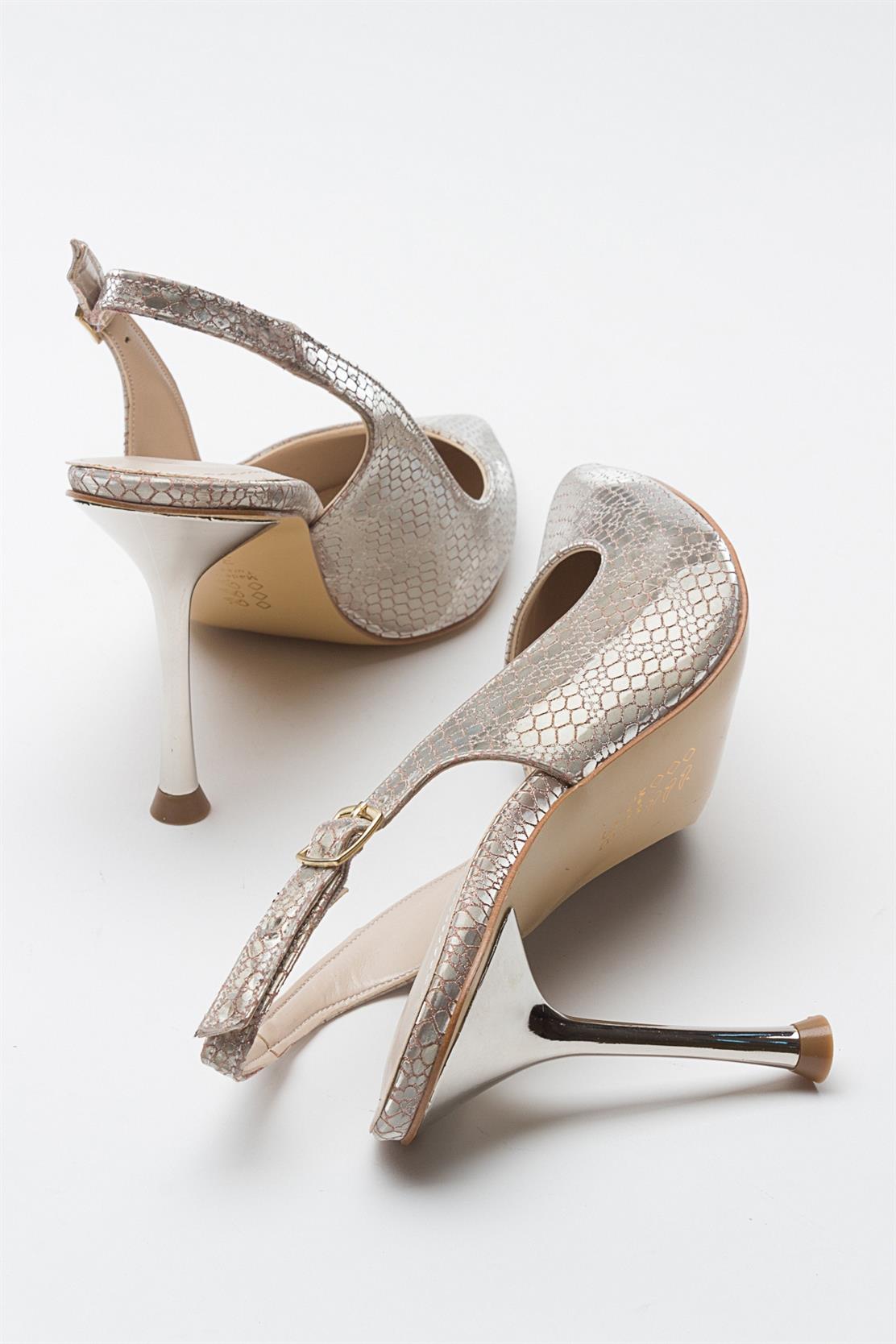 Orfo - Zapatilla de tacón alto con estampado dorado (Mujer)
