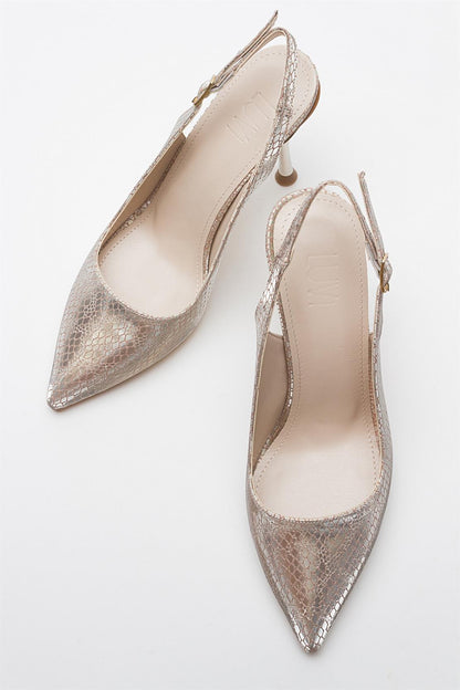 Orfo - Zapatilla de tacón alto con estampado dorado (Mujer)