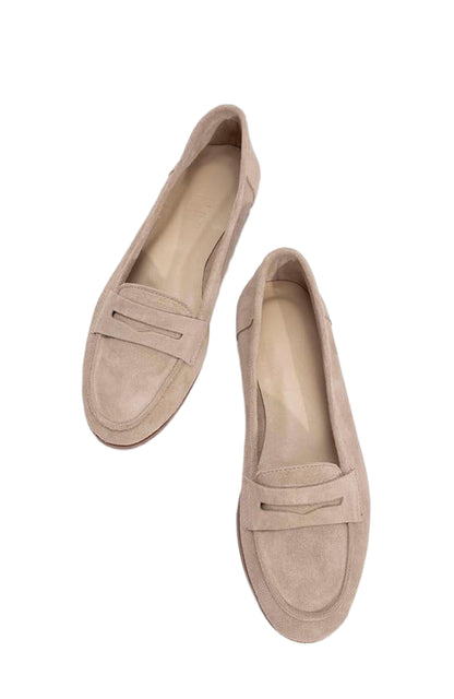 Dorothy - Beige Suede Leather Loafers