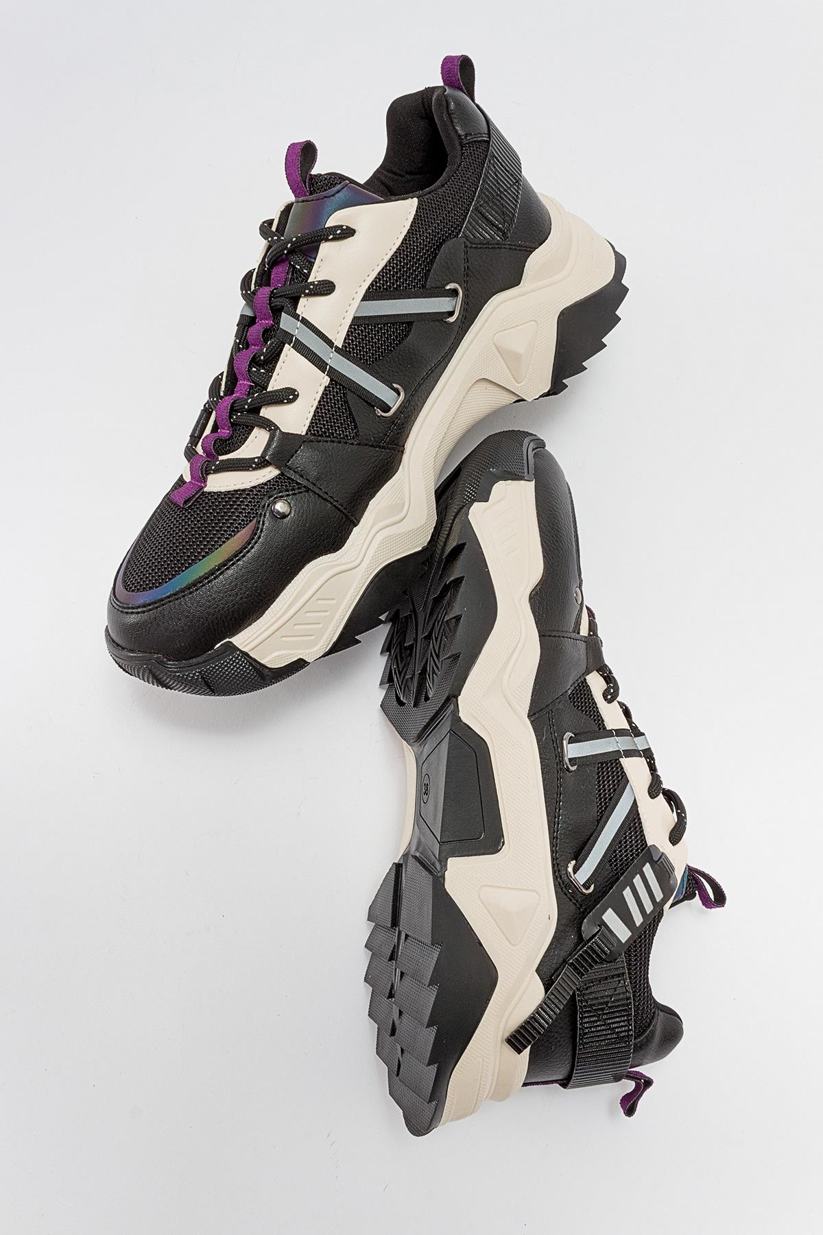 Maggie - Zapatillas deportivas negras y moradas (mujer)