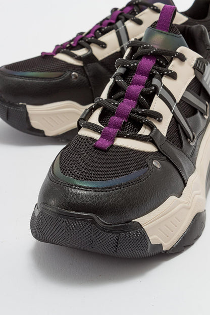Maggie - Zapatillas deportivas negras y moradas (mujer)