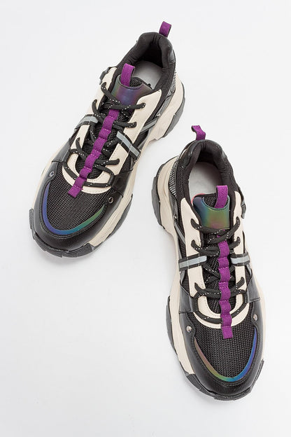 Maggie - Zapatillas deportivas negras y moradas (mujer)