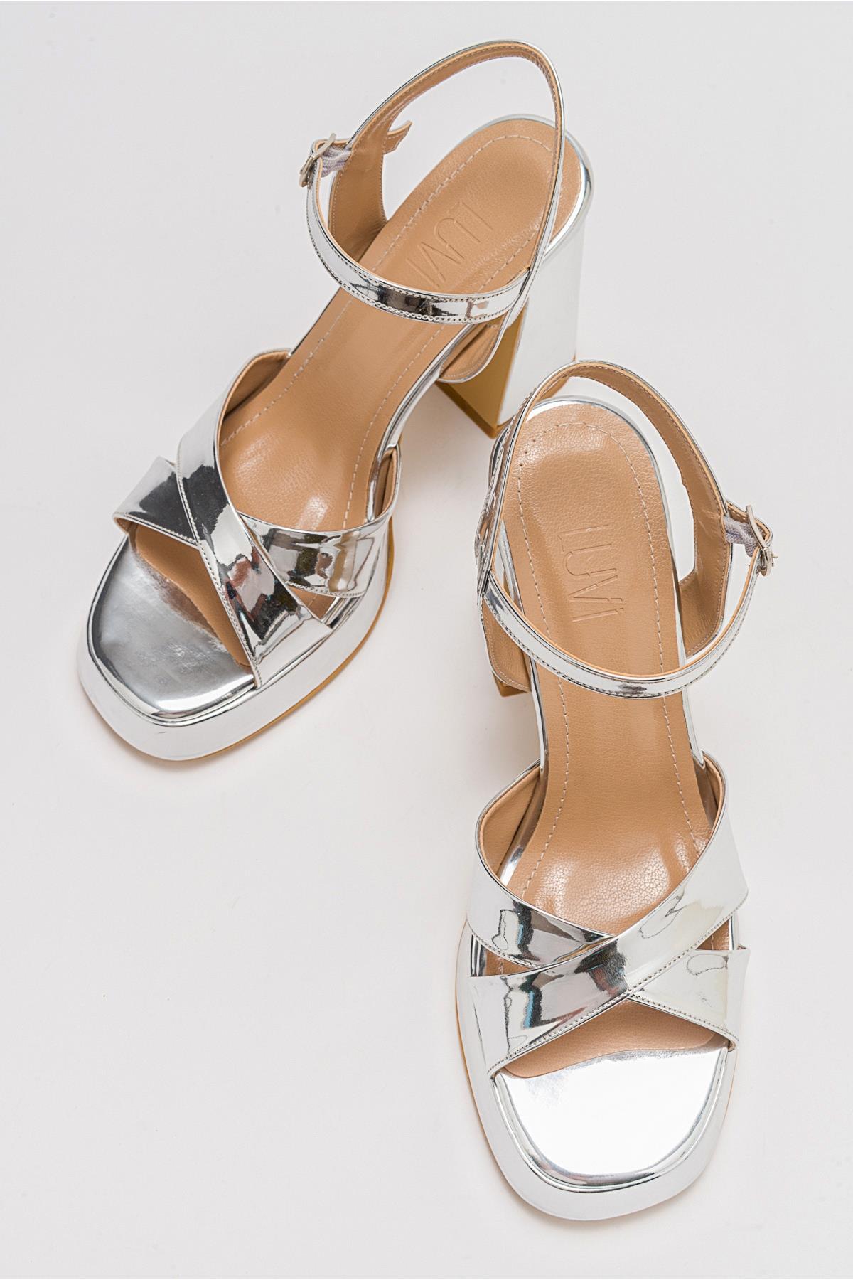 Lello - Zapatos de tacón de plataforma plateados (mujer)