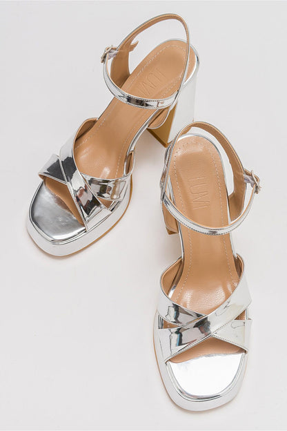 Lello - Zapatos de tacón de plataforma plateados (mujer)