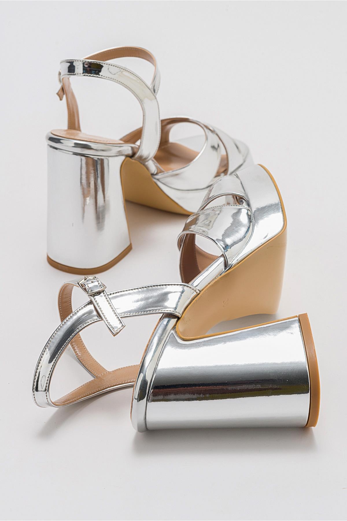Lello - Zapatos de tacón de plataforma plateados (mujer)
