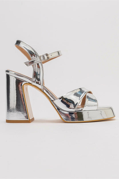 Lello - Zapatos de tacón de plataforma plateados (mujer)