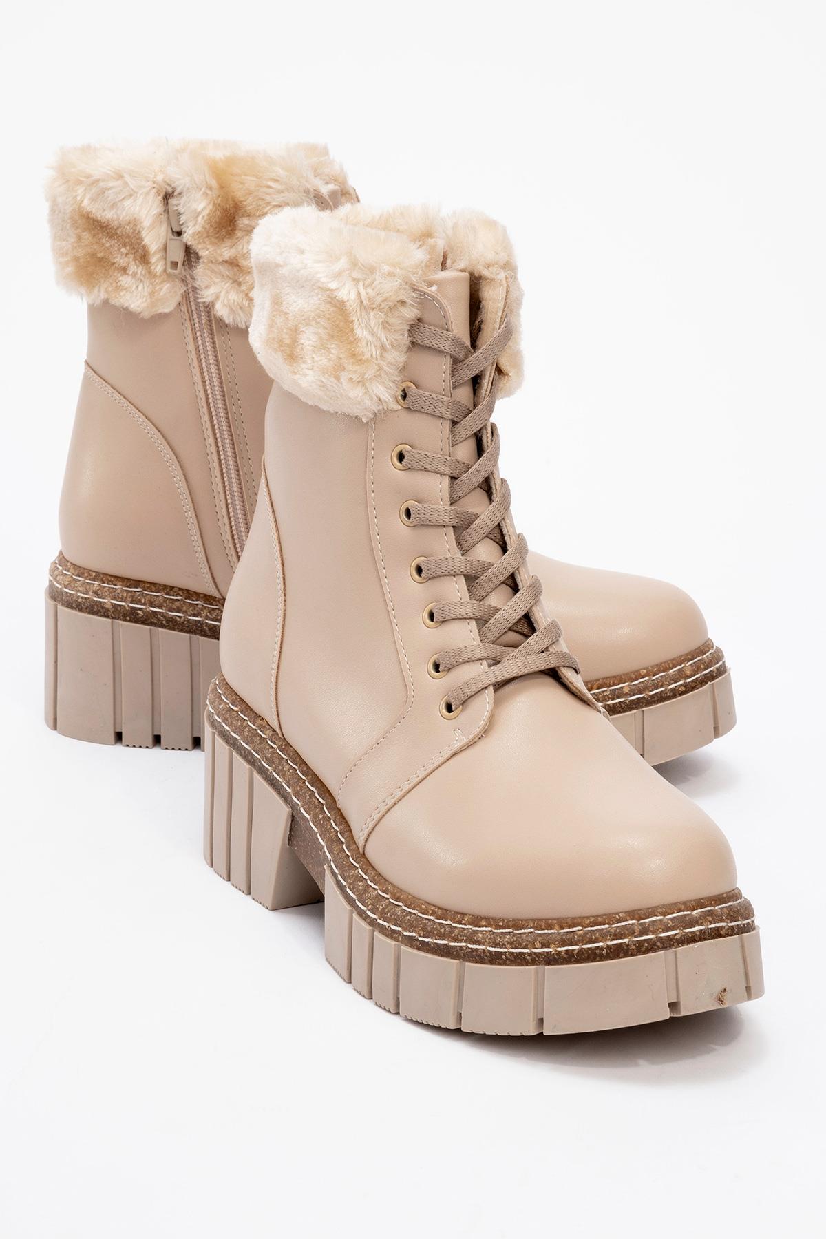 Jayla - Bota de Pelo Beige (Mujer)