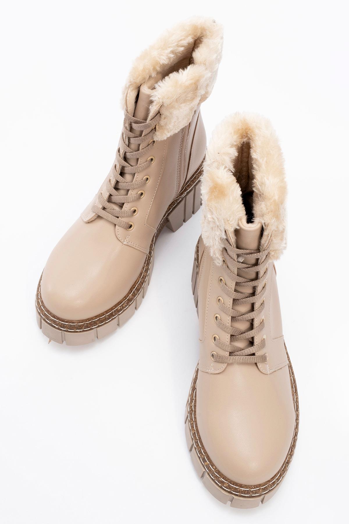 Jayla - Bota de Pelo Beige (Mujer)