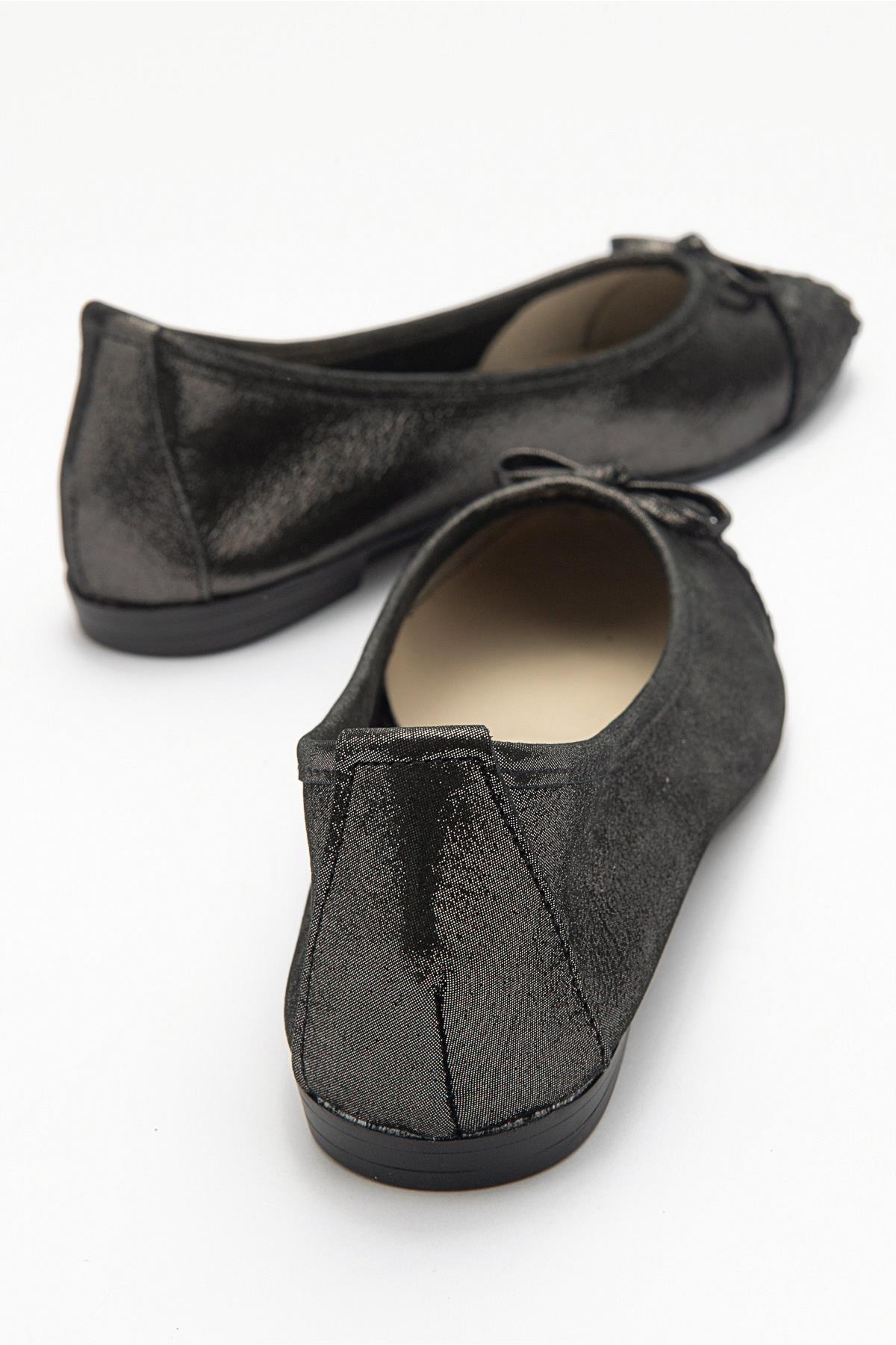 02 - Bailarina de cuero genuino con purpurina negra (mujer)