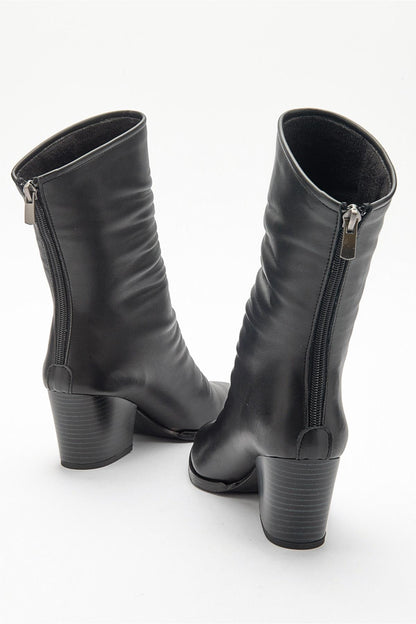 Laval - Bota de tacón de bloque con cremallera trasera negra (Mujer)
