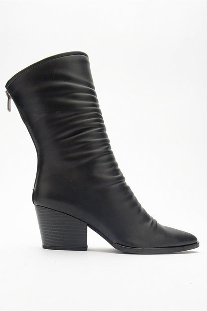 Laval - Bota de tacón de bloque con cremallera trasera negra (Mujer)