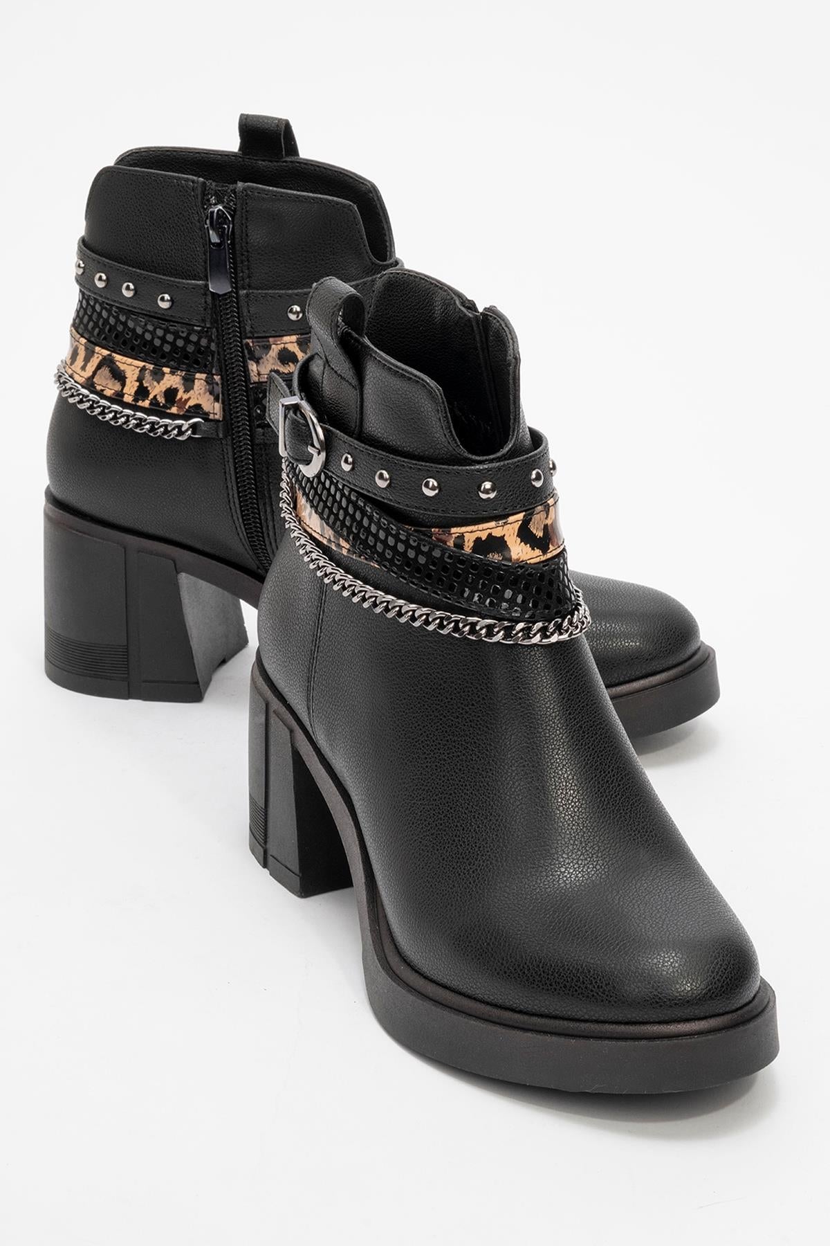 Bolivia - Bota de tacón con cadena y hebilla negra (Mujer)