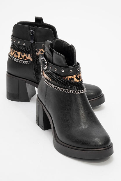 Bolivia - Bota de tacón con cadena y hebilla negra (Mujer)