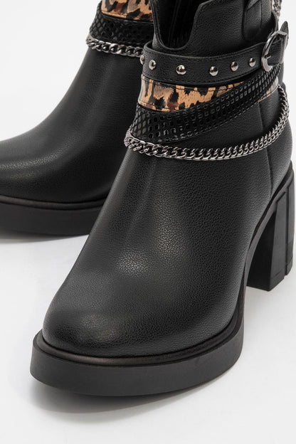Bolivia - Bota de tacón con cadena y hebilla negra (Mujer)