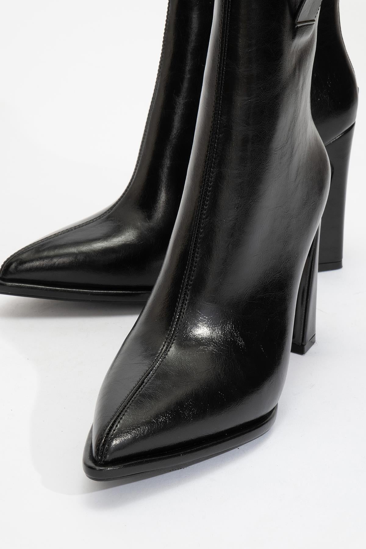 Aja - Black Block Heel Convertible Knee High Boot (Women)