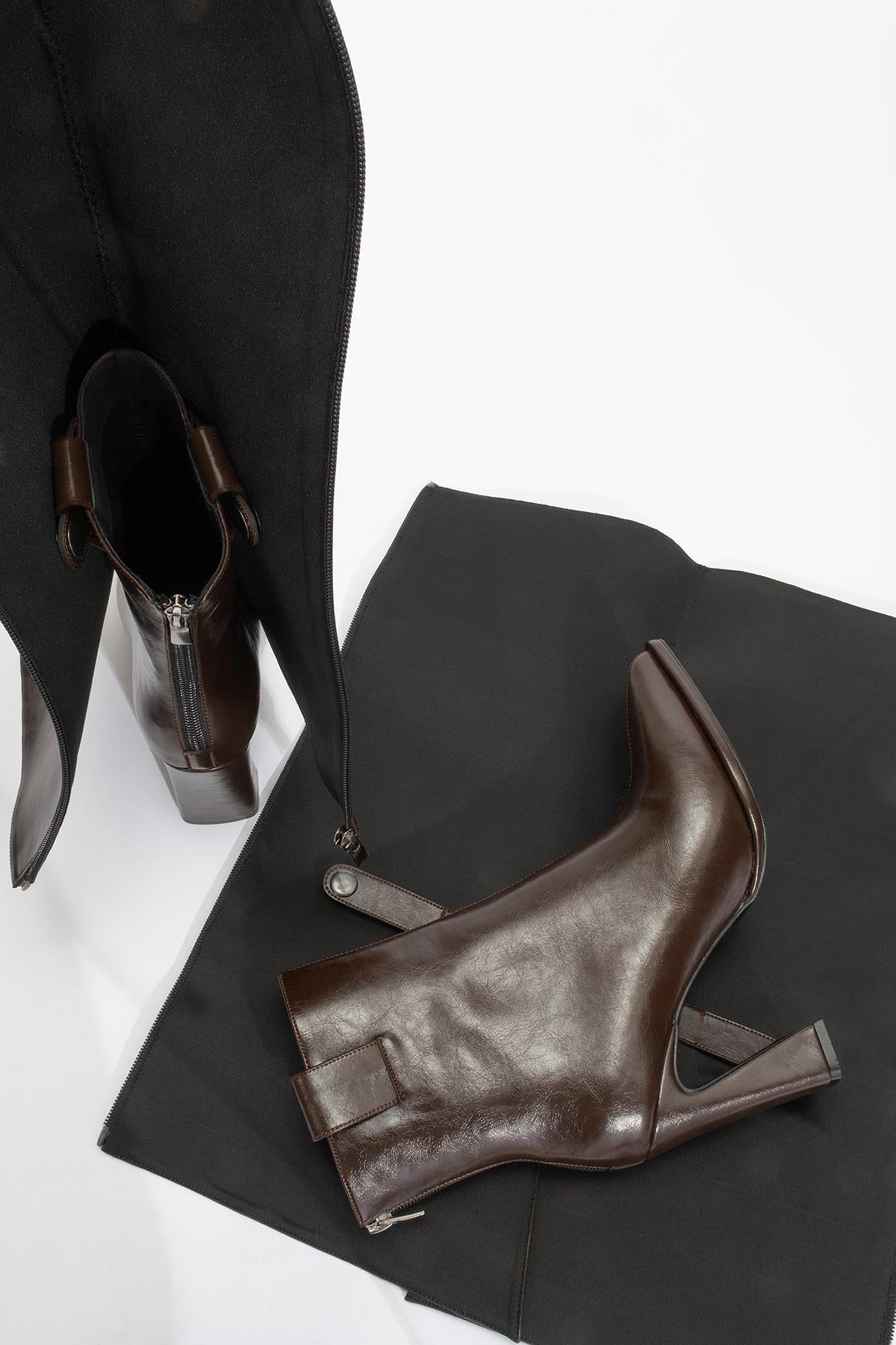 Aja - Brown Block Heel Convertible Knee High Boot (Women)