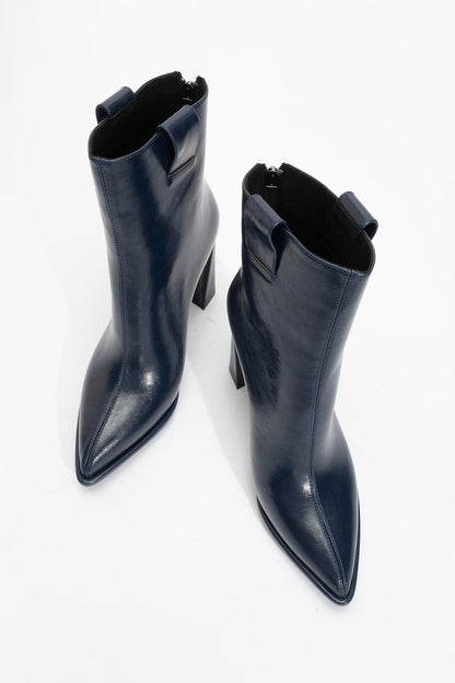 Aja - Navy Block Heel Convertible Knee High Boot (Women)