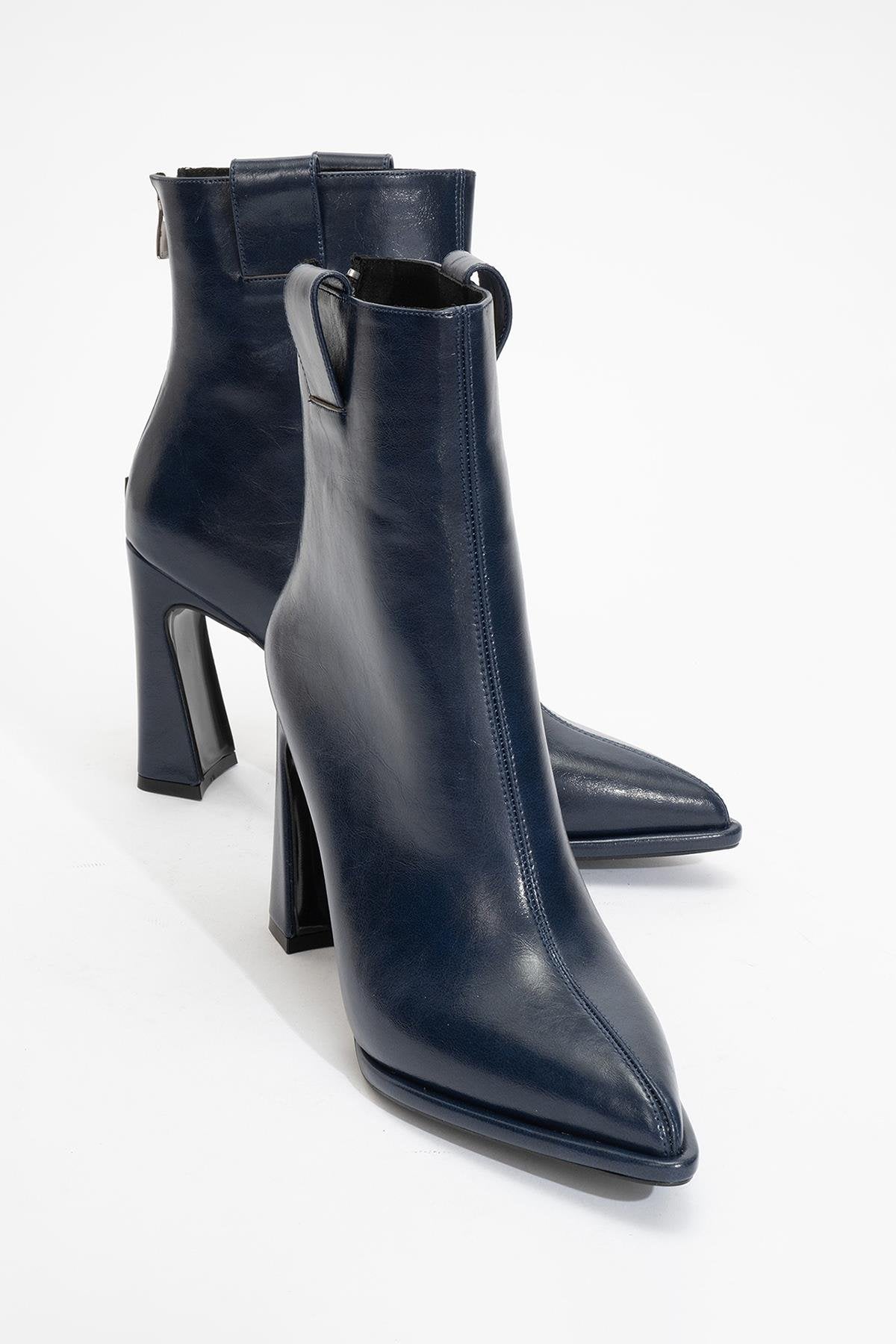 Aja - Navy Block Heel Convertible Knee High Boot (Women)