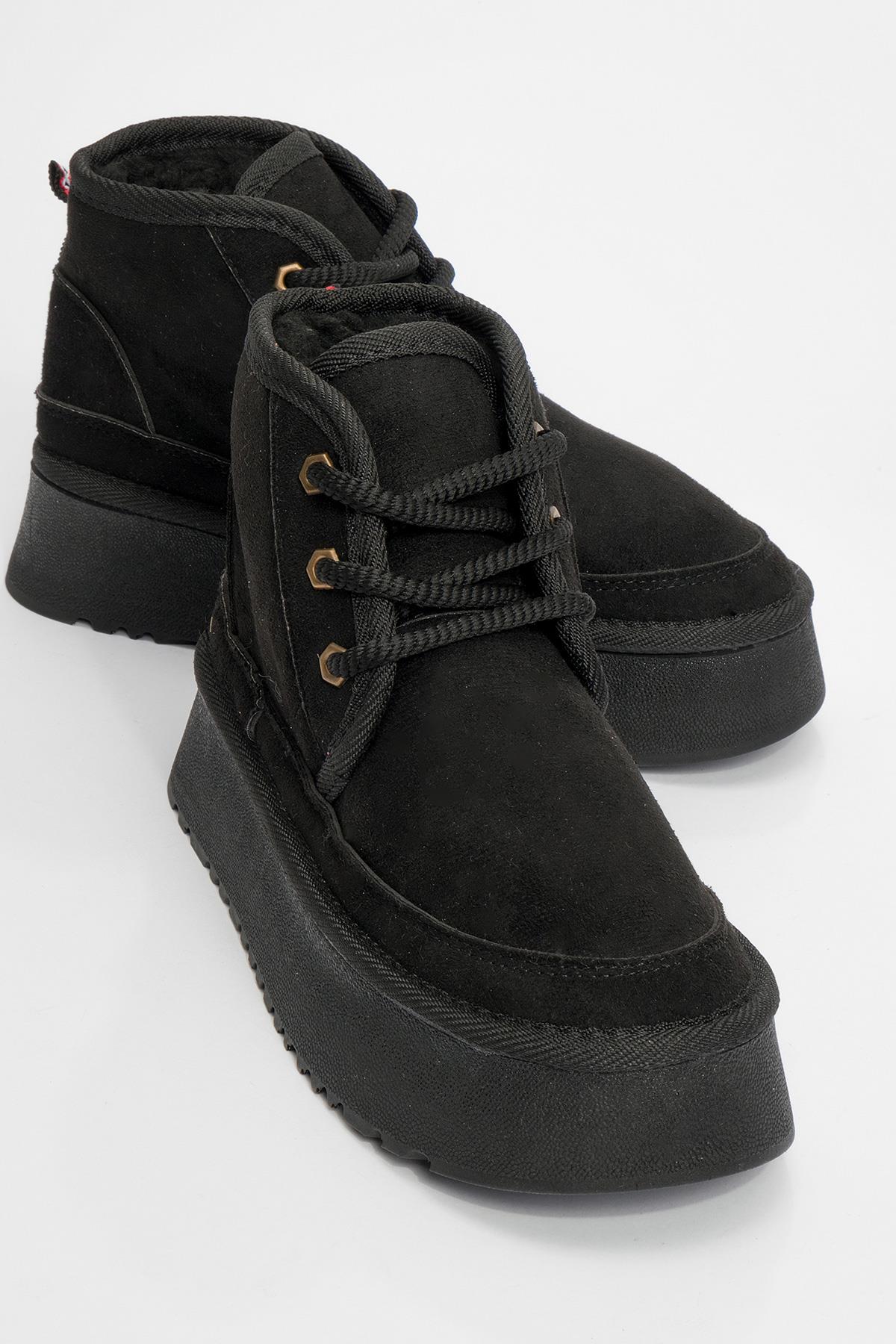 Ovela - Bota deportiva con cordones de suela gruesa negra (mujer)