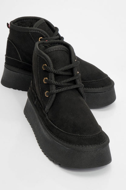 Ovela - Bota deportiva con cordones de suela gruesa negra (mujer)