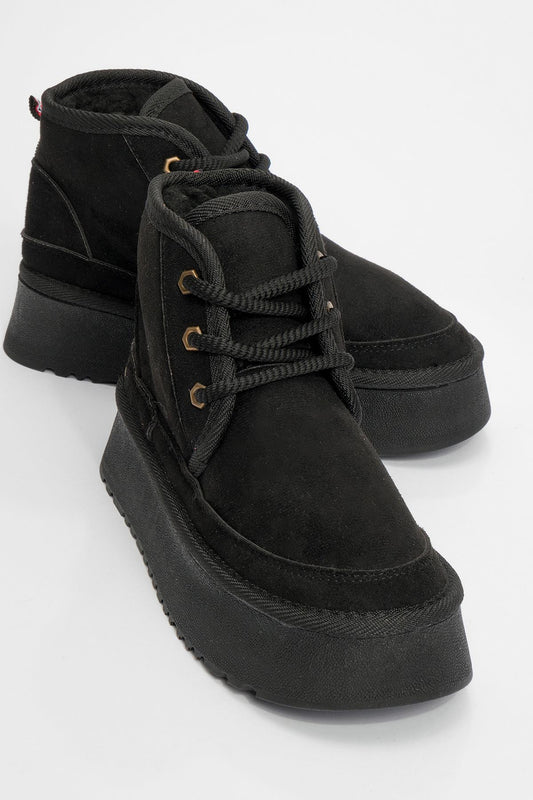 Ovela - Bota deportiva con cordones de suela gruesa negra (mujer)