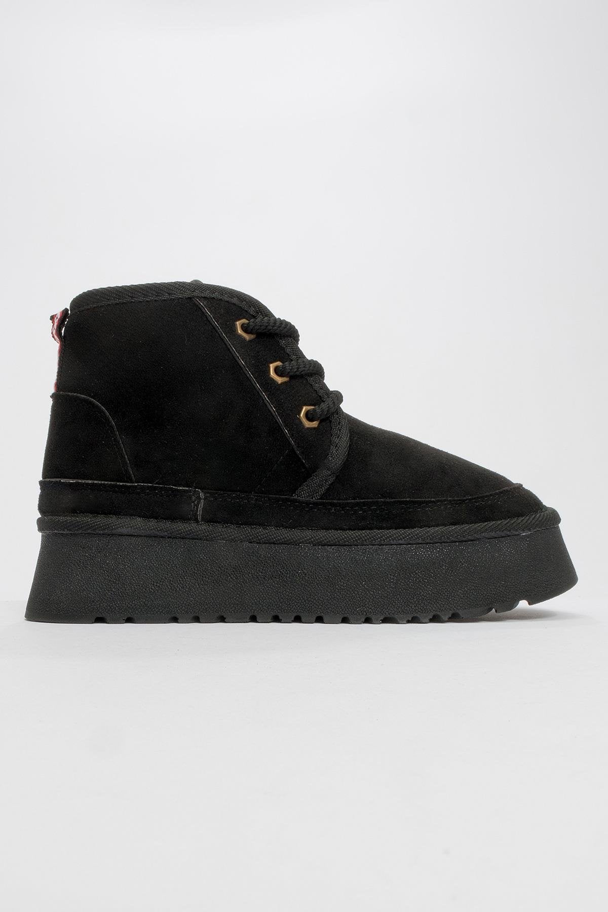 Ovela - Bota deportiva con cordones de suela gruesa negra (mujer)