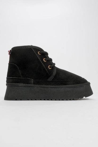 Ovela - Bota deportiva con cordones de suela gruesa negra (mujer)