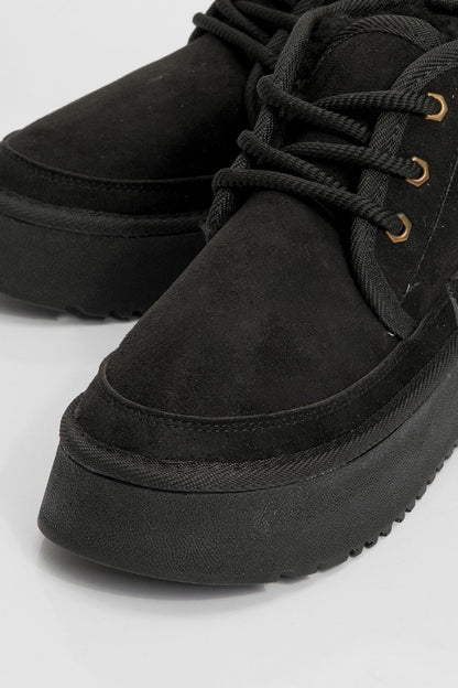 Ovela - Bota deportiva con cordones de suela gruesa negra (mujer)