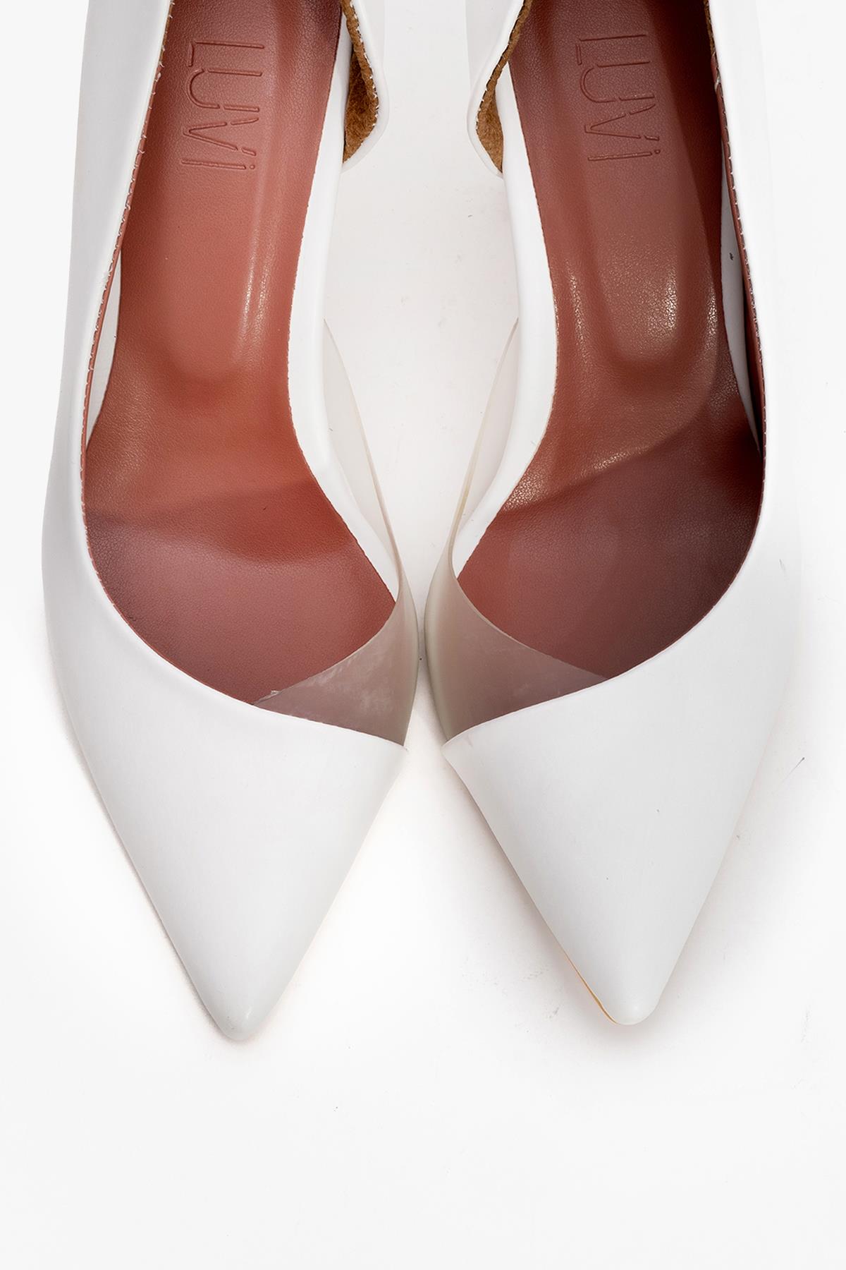 Ursula - Zapatos de tacón de punta fina blancos (mujer)