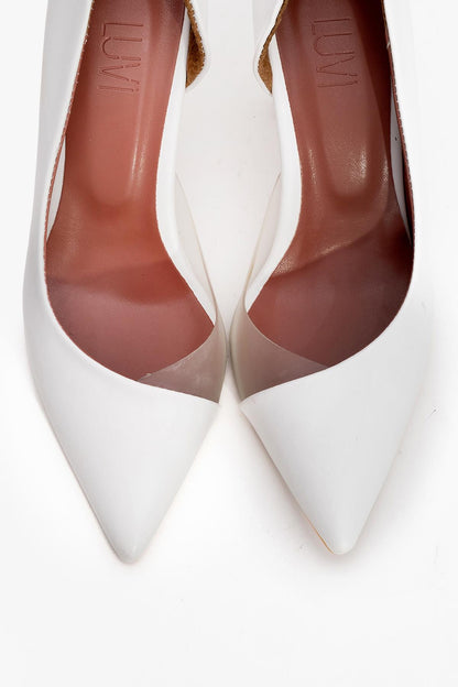 Ursula - Zapatos de tacón de punta fina blancos (mujer)