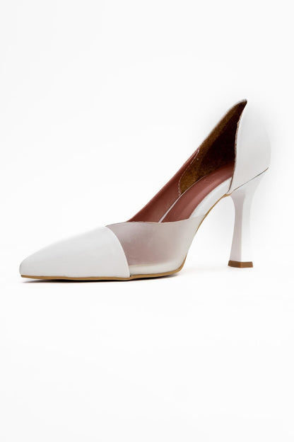 Ursula - Zapatos de tacón de punta fina blancos (mujer)