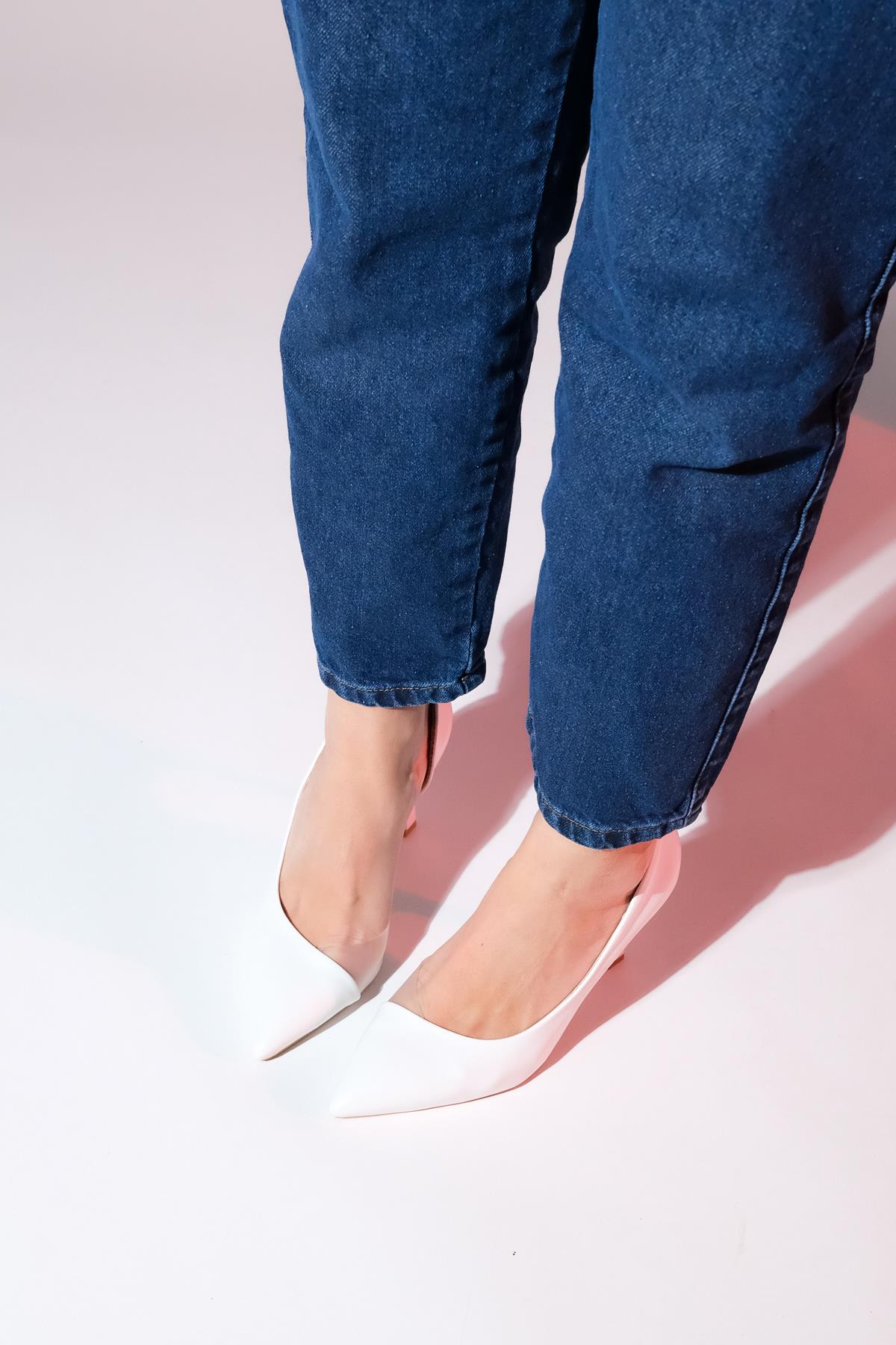 Ursula - Zapatos de tacón de punta fina blancos (mujer)
