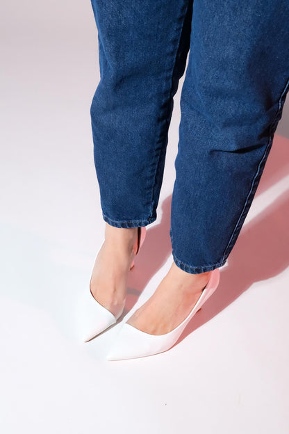 Ursula - Zapatos de tacón de punta fina blancos (mujer)