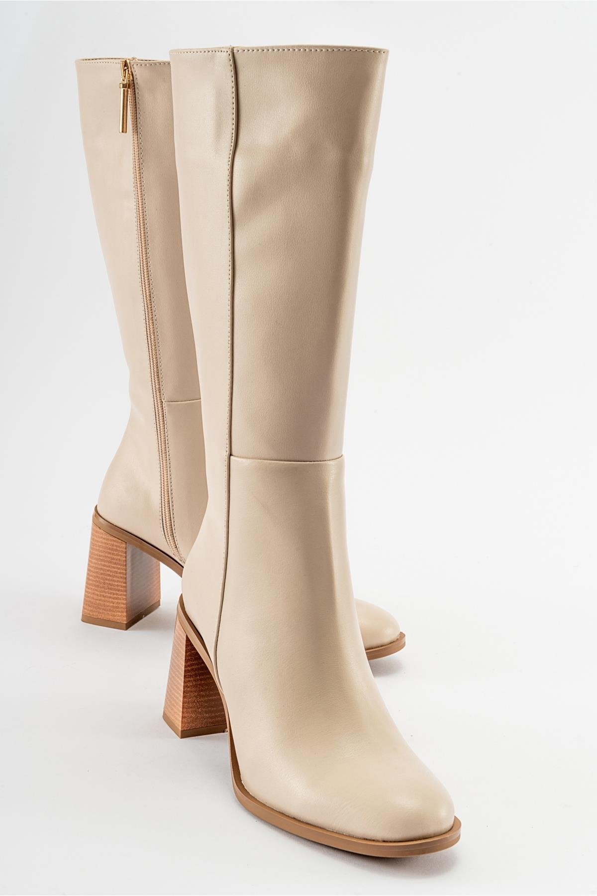 Maranta - Bota de tacón hasta la rodilla beige (Mujer)