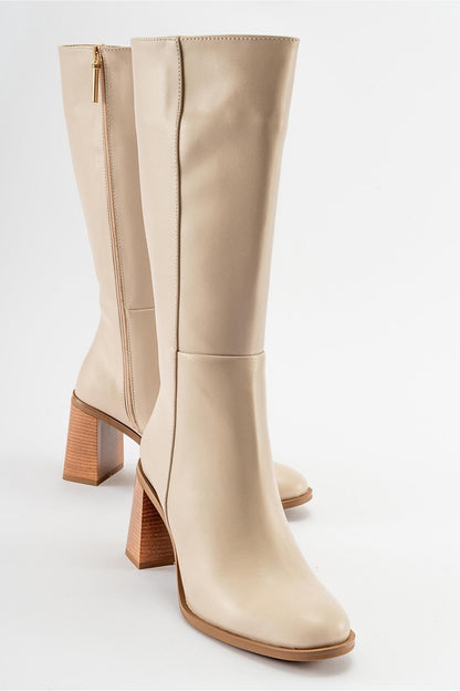 Maranta - Bota de tacón hasta la rodilla beige (Mujer)
