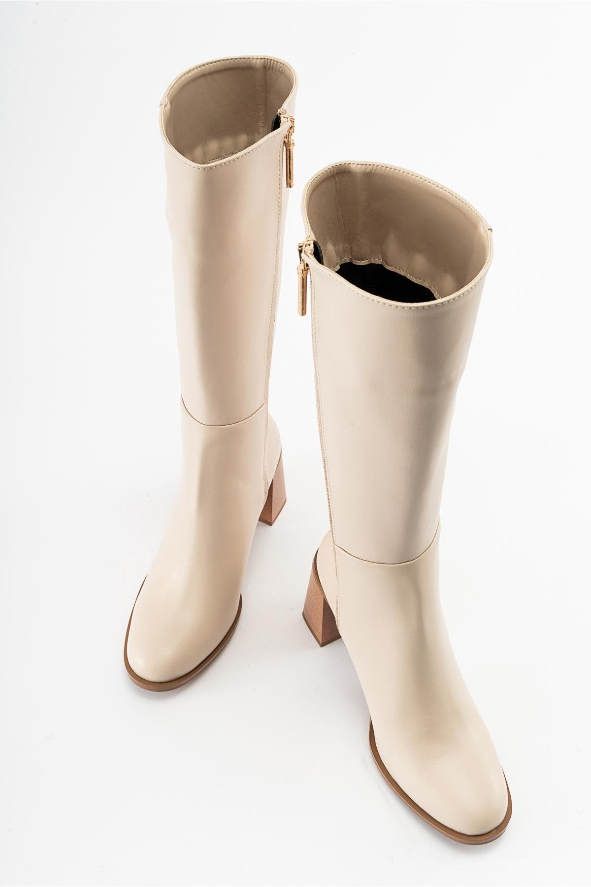 Maranta - Bota de tacón hasta la rodilla beige (Mujer)