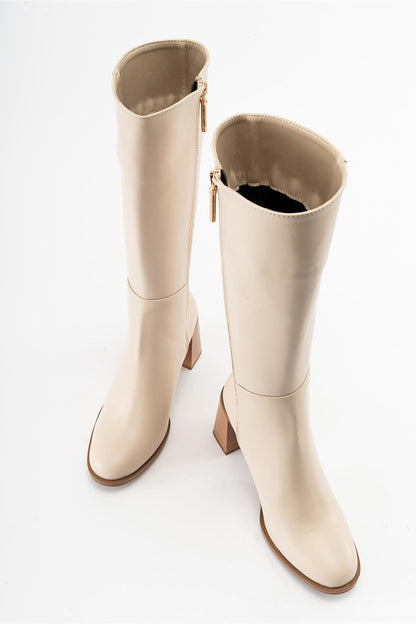 Maranta - Bota de tacón hasta la rodilla beige (Mujer)