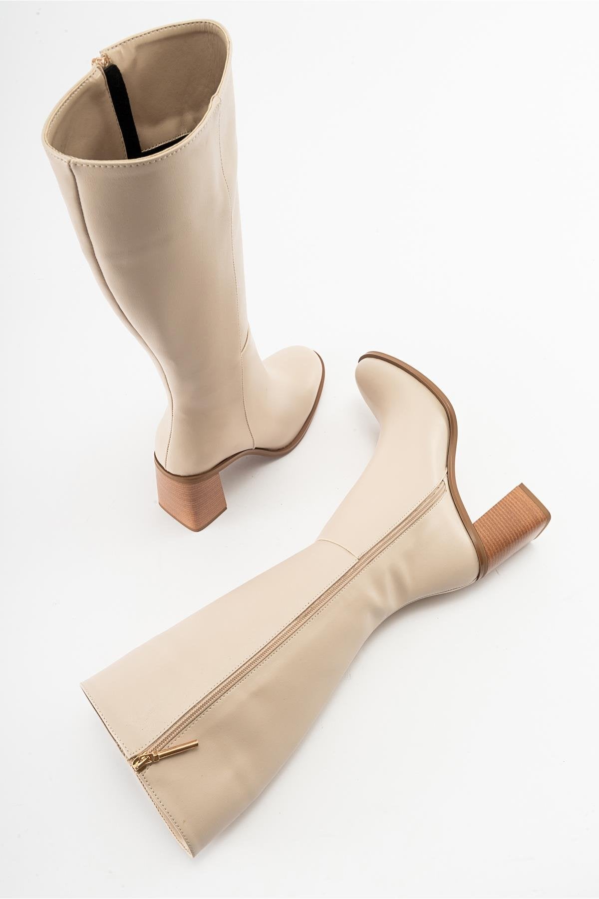 Maranta - Bota de tacón hasta la rodilla beige (Mujer)