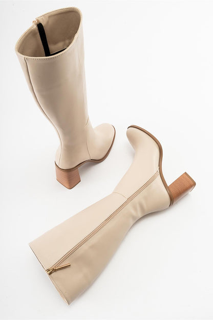 Maranta - Bota de tacón hasta la rodilla beige (Mujer)