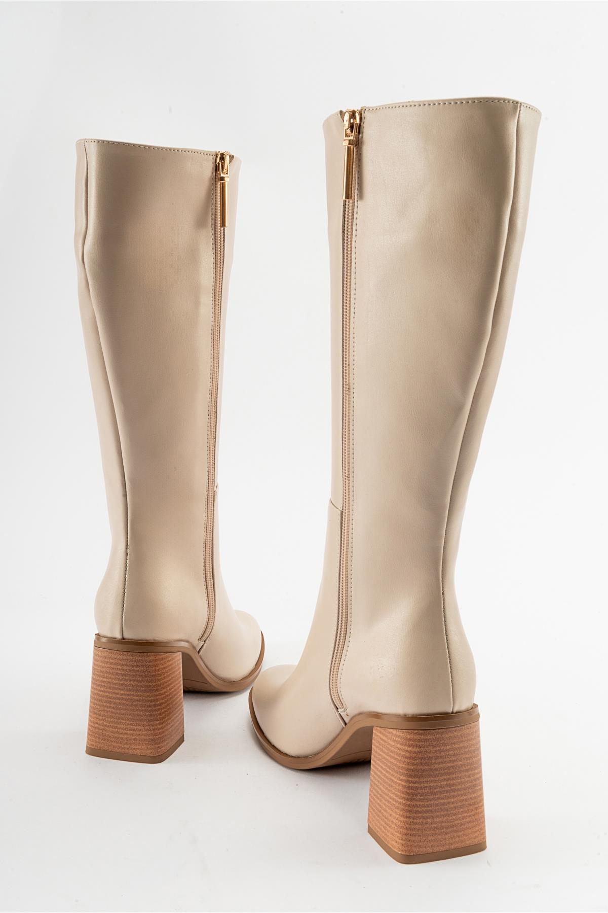Maranta - Bota de tacón hasta la rodilla beige (Mujer)