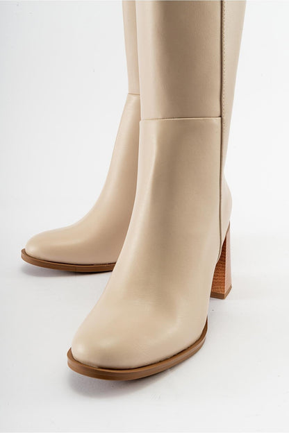 Maranta - Bota de tacón hasta la rodilla beige (Mujer)
