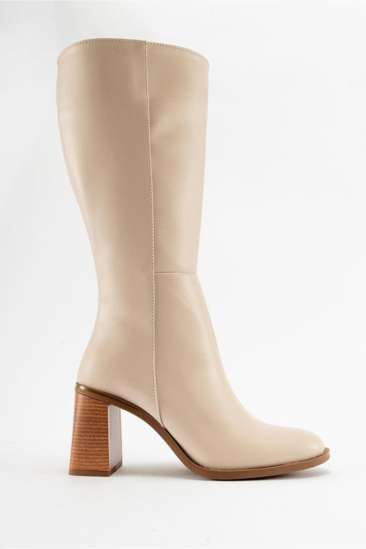 Maranta - Bota de tacón hasta la rodilla beige (Mujer)