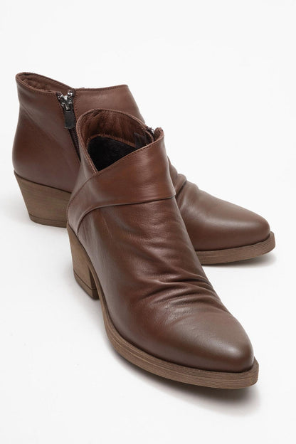 Rule - Bota Gruesa de Piel Marrón (Mujer)